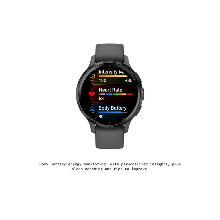 Get Garmin Venu® 3S - Slate Stainless Steel Bezel with Pebble Gray Case and Silicone - 41mm in Qatar from TaMiMi Projects