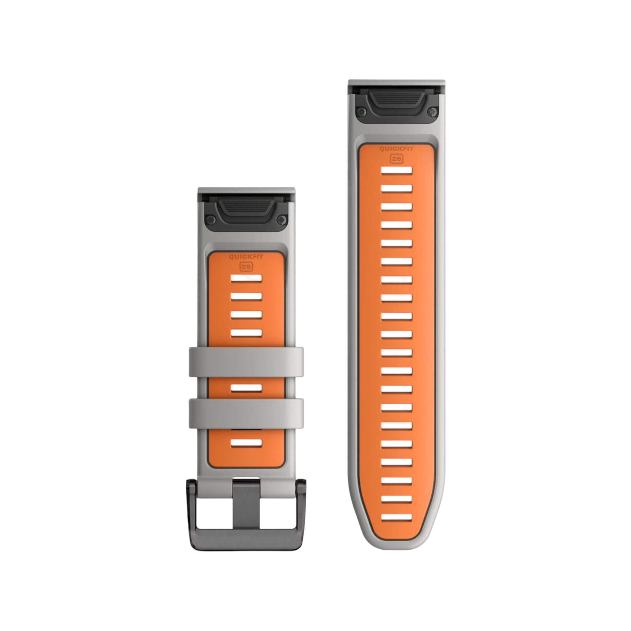 Garmin QuickFit® 26 Watch Band - Fog Gray/Ember Orange Silicone Garmin QuickFit® 26 Watch Band - Fog Gray/Ember Orange Silicone