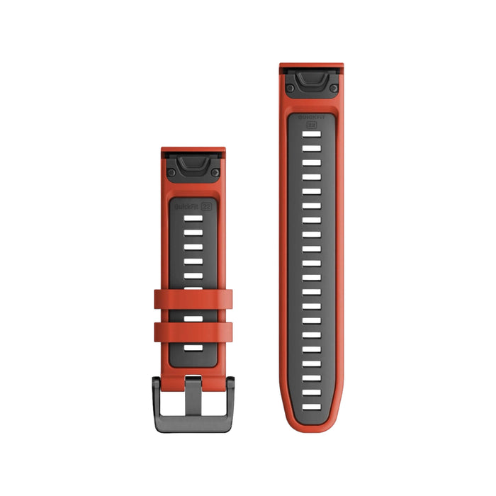 Garmin QuickFit® 22 Watch Band in Flame Red with Graphite Silicone, Available now at TaMiMi Projects in Qatar.