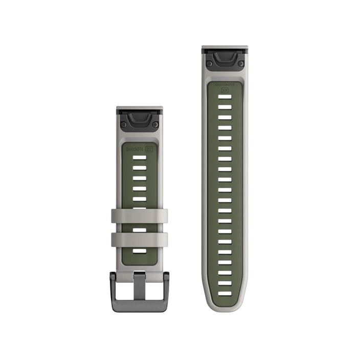 Garmin QuickFit® 22 Watch Band in Fog Gray with Moss Silicone, Available now at TaMiMi Projects in Qatar.