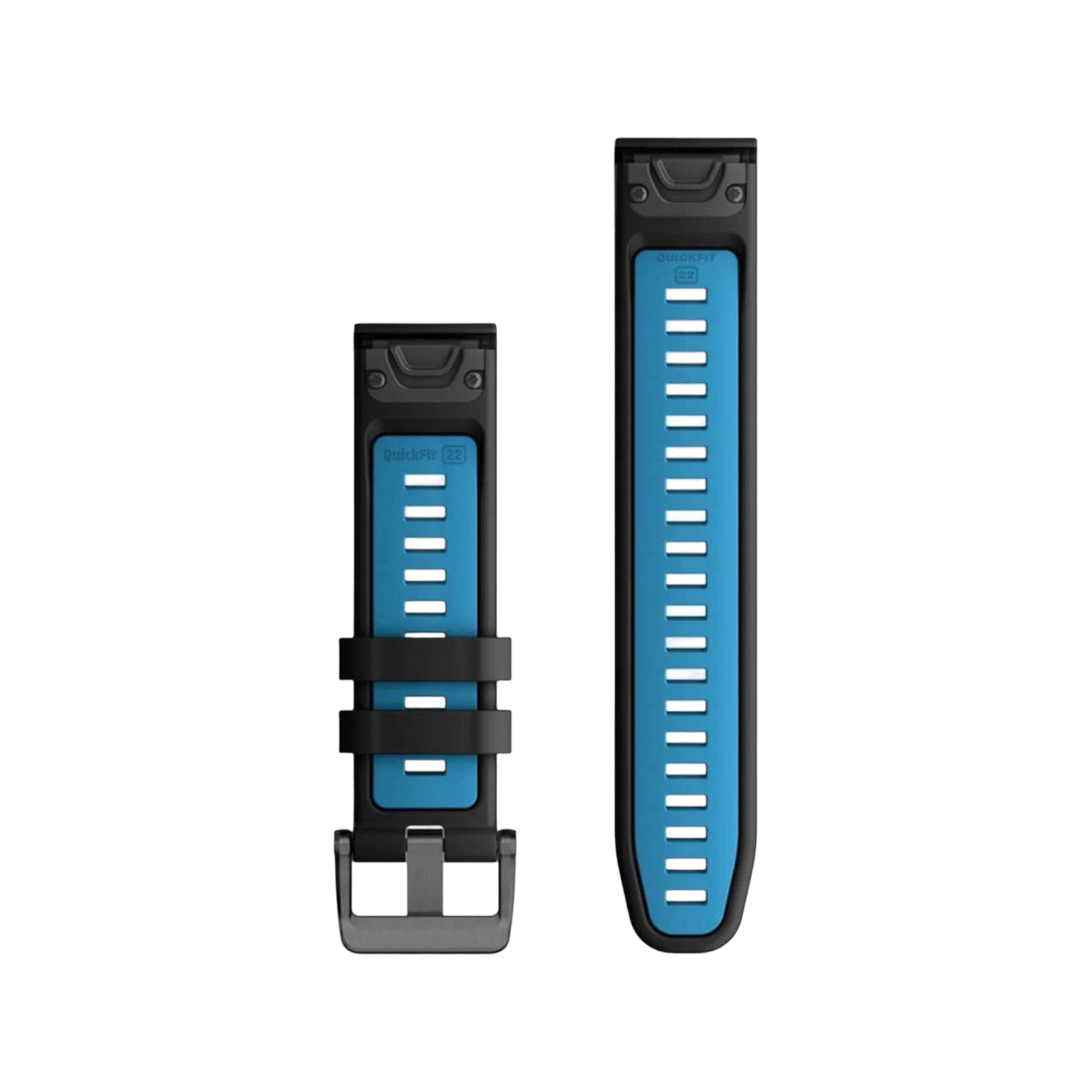 Garmin QuickFit® 22 Watch Bands - Black / Cirrus Blue Silicone Garmin QuickFit® 22 Watch Bands - Black / Cirrus Blue Silicone