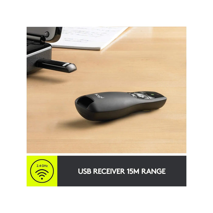 ‫جهاز عرض شرائح لاسلكي Logitech R400 مع مستقبل USB مدمج من تميمي بروجكتس قطر‬