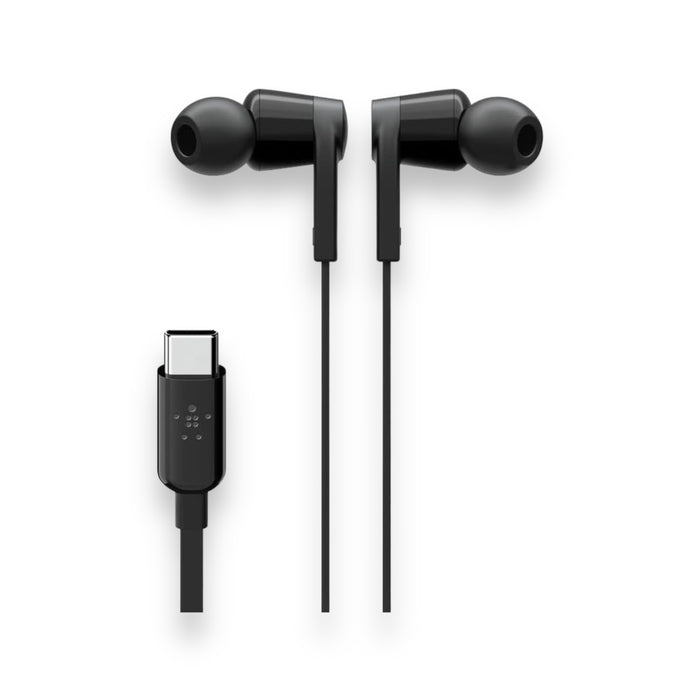 Belkin SoundForm USB-C wired earbuds from TaMiMi Projects in Qatar. Tangle-free, sweat-resistant, and comfortable fit.