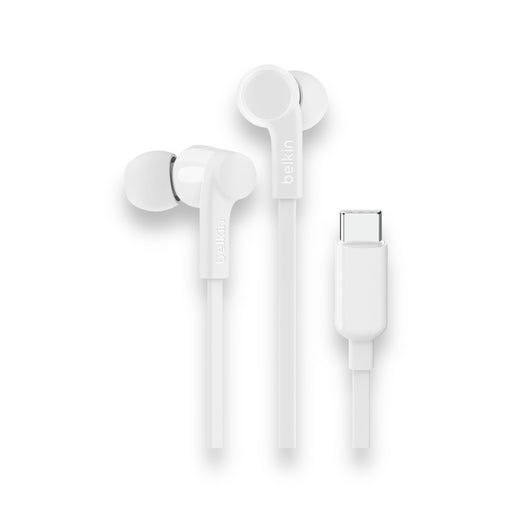 Belkin SoundForm USB-C wired earbuds from TaMiMi Projects in Qatar. Tangle-free, sweat-resistant, and comfortable fit.