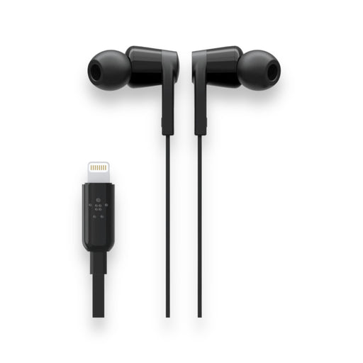 Belkin SoundForm wired earbuds from TaMiMi Projects in Qatar. Perfect fit, sweat-resistant, tangle-free, with multi-control button.