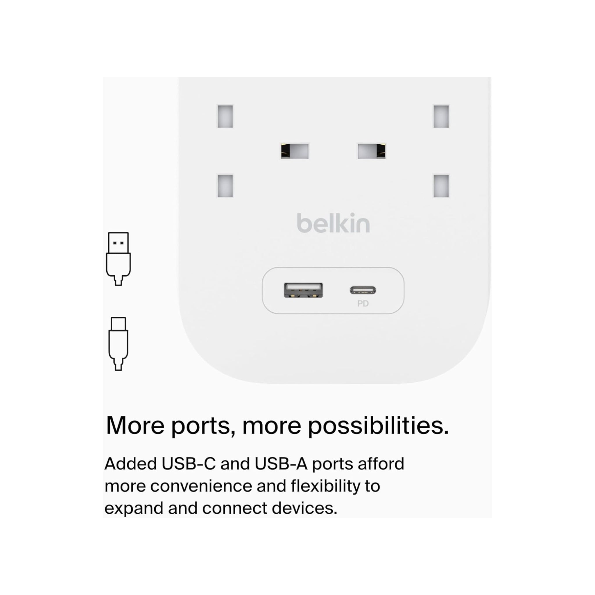 محول بيلكن ٦ مداخل مع منفذ تايب سي PD ومنفذ USB-A محول بيلكن ٦ مداخل مع منفذ تايب سي PD ومنفذ USB-A