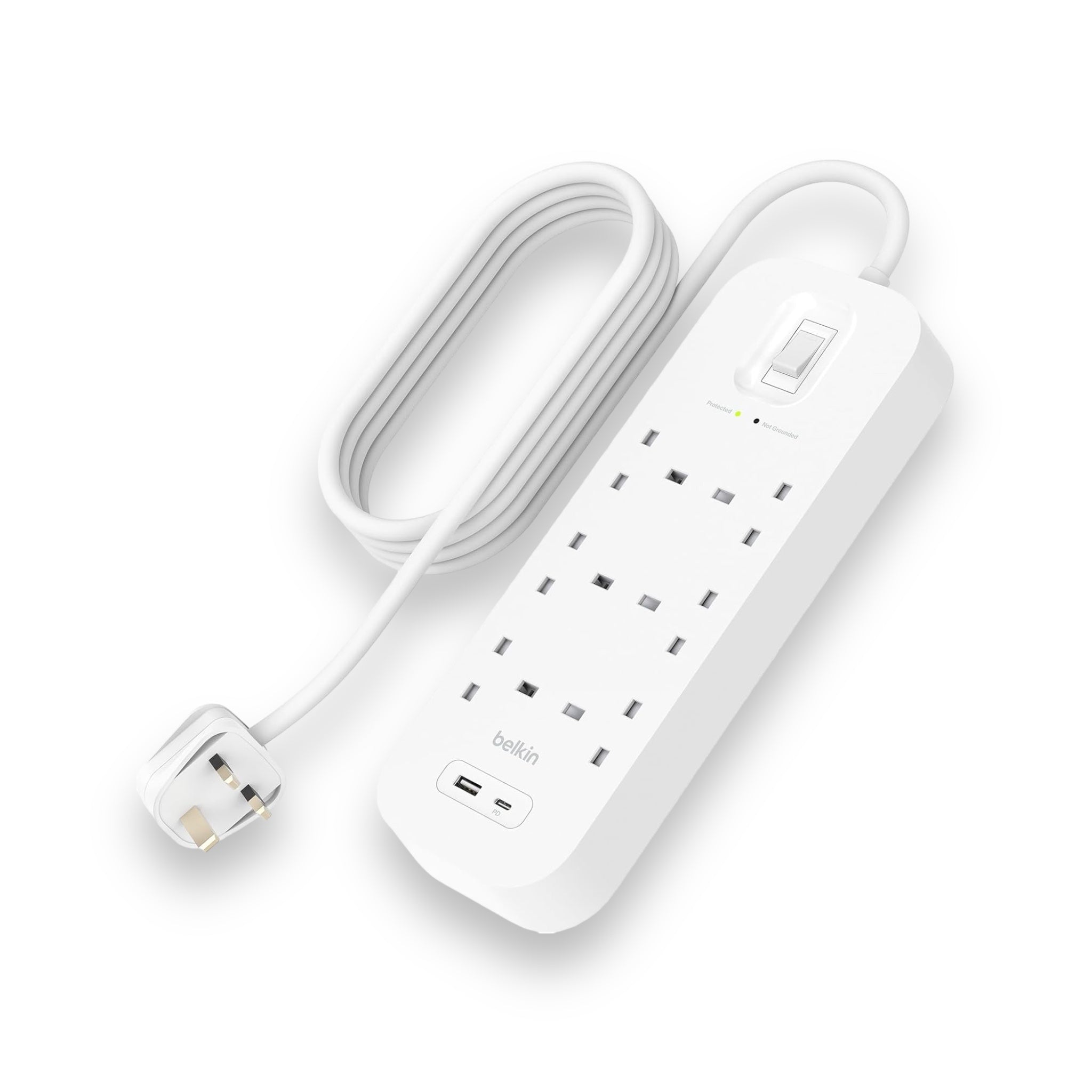 محول بيلكن ٦ مداخل مع منفذ تايب سي PD ومنفذ USB-A محول بيلكن ٦ مداخل مع منفذ تايب سي PD ومنفذ USB-A