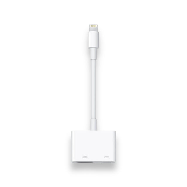 Apple HDMI adapter for connecting iPhone or iPad to TV without internet, practical, available from TaMiMi Projects in Qatar.