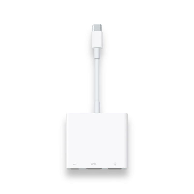 Apple USB-C adapter supporting all Apple devices with USB-C port, 3 outputs: USB, HDMI, USB-C, at TaMiMi Projects in Qatar.