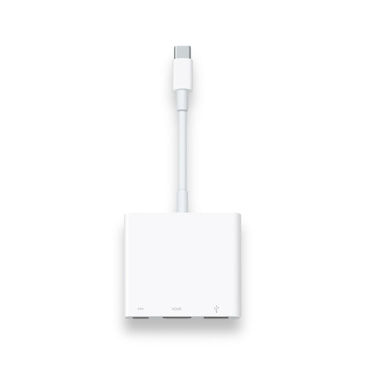Apple USB-C adapter supporting all Apple devices with USB-C port, 3 outputs: USB, HDMI, USB-C, at TaMiMi Projects in Qatar.