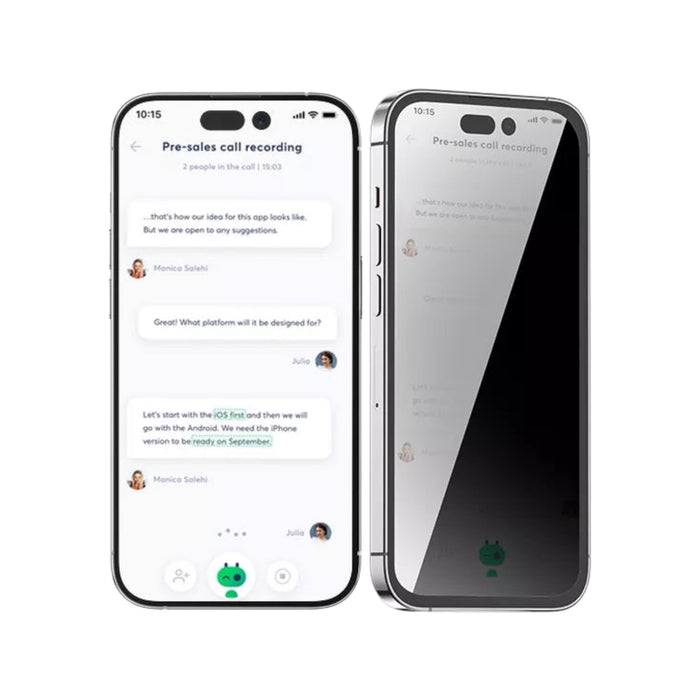 Blueo Privacy Tempered Glass Screen Protector for iPhone 15 Pro, offers superior screen protection and privacy, available at TaMiMi Projects in Qatar.
