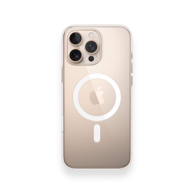Apple clear case for iPhone 16 Pro Max, MagSafe compatible, effective protection, sleek design, at TaMiMi Projects in Qatar.