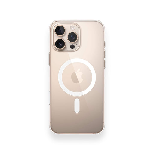 Apple clear case for iPhone 16 Pro Max, MagSafe compatible, effective protection, sleek design, at TaMiMi Projects in Qatar.