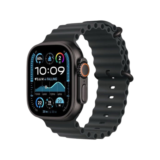 Apple Watch Ultra 2 GPS + Cellular 49mm Titanium with Black Ocean Band, advanced health features. TaMiMi Projects in Qatar.