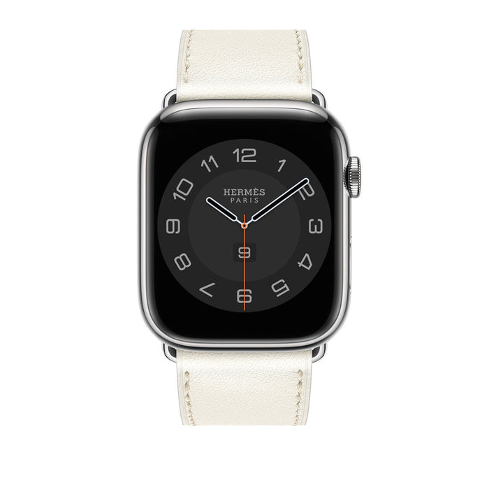 Apple Watch Hermès S9 Silver Stainless Steel Case with Single Tour - Noir Bridon - 45mm