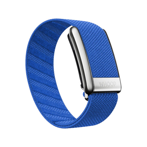 Hi-VIS Blue Platinum SuperKnit Luxe Band (Special Edition) for Whoop, a premium, stylish, and durable band, for a bold look, available at TaMiMi Projects in Qatar.