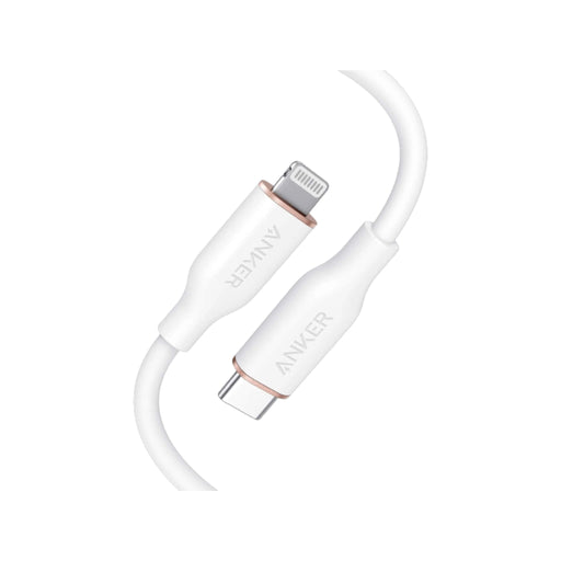Anker PowerLine III Flow USB-C to Lightning Cable, 6ft/1.8m, white, fast charging. in Qatar at TaMiMi Projects.
