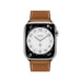 Hermès Apple Watch Band 45mm Fauve Barénia, Series 10 & Ultra 49mm compatible, deployment buckle. At TaMiMi Projects in Qatar.