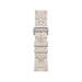 Sporty Hermès band from TaMiMi Projects Qatar. Soft, waterproof rubber with H motif and buckle. Fits Apple Watch 44/45/46/49 mm.