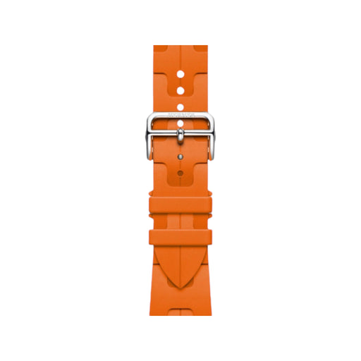‏Sporty Hermès band from TaMiMi Projects Qatar. Soft, waterproof rubber with H motif and buckle. Fits Apple Watch 38/40/41/42 mm.