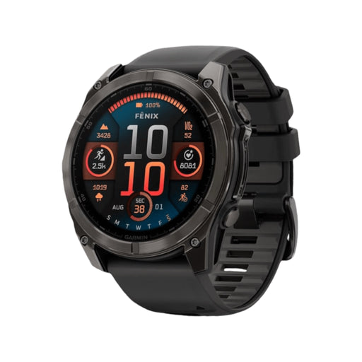 Garmin fēnix 8 Premium GPS Smartwatch 51mm Slate Gray, AMOLED screen, LED flashlight, 29-day battery at TaMiMi Projects Qatar.