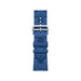 Apple Watch Hermès S10, 46mm silver titanium, Bleu de France Kilim band, offering luxury, style in Qatar from TaMiMi Projects.
