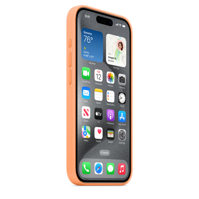 Get Apple Apple iPhone 15 Pro Silicone Case with MagSafe - Orange Sorbet in Qatar from TaMiMi Projects