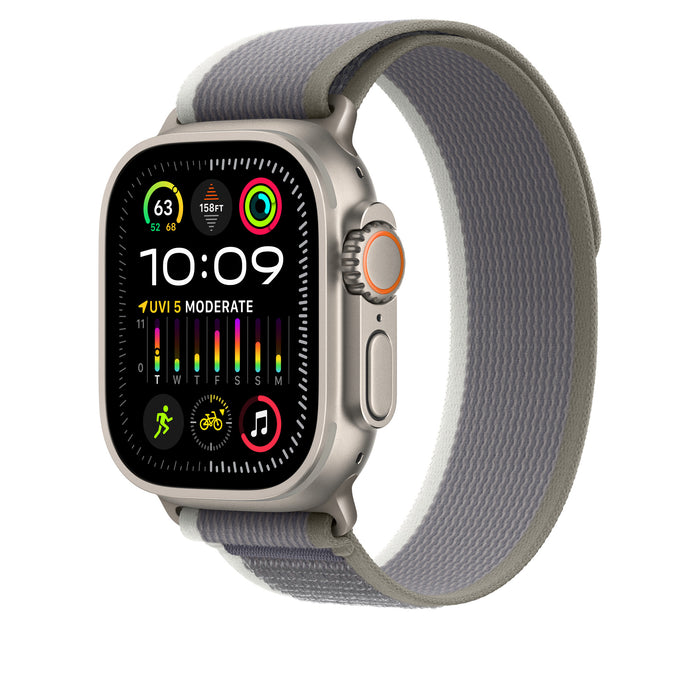 Get Apple Apple Watch Ultra 2 GPS + Cellular, Titanium Case with Green/Grey Trail Loop - 49mm - M/L in Qatar from TaMiMi Projects