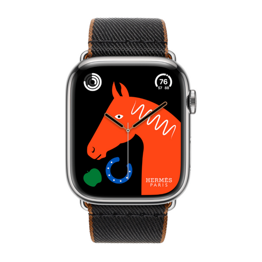 Get Apple Apple Watch Hermès S9 Silver Stainless Steel Case with Single Tour - Noir/Gold - 45mm in Qatar from TaMiMi Projects