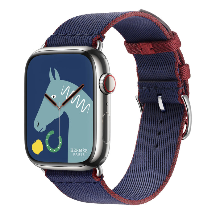Get Hermès Hermès Apple Watch Band 45mm - Navy/Rouge H Twill Jump in Qatar from TaMiMi Projects