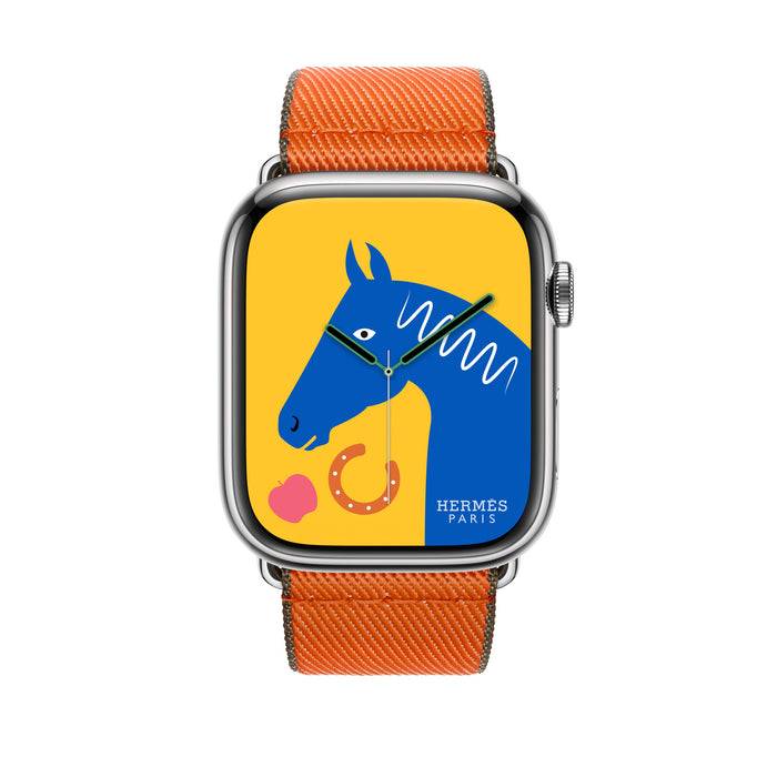 Apple Watch Hermès - Orange/Kaki Twill Jump Single Tour - 45mm