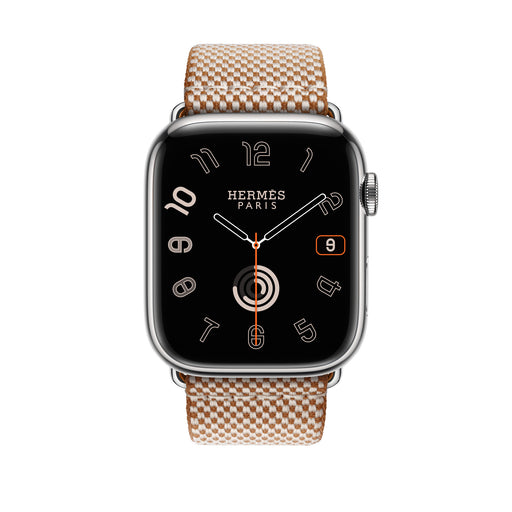 Get Apple Apple Watch Hermès S9 Silver Stainless Steel Case with Single Tour - Ecru/Gold - 45mm in Qatar from TaMiMi Projects