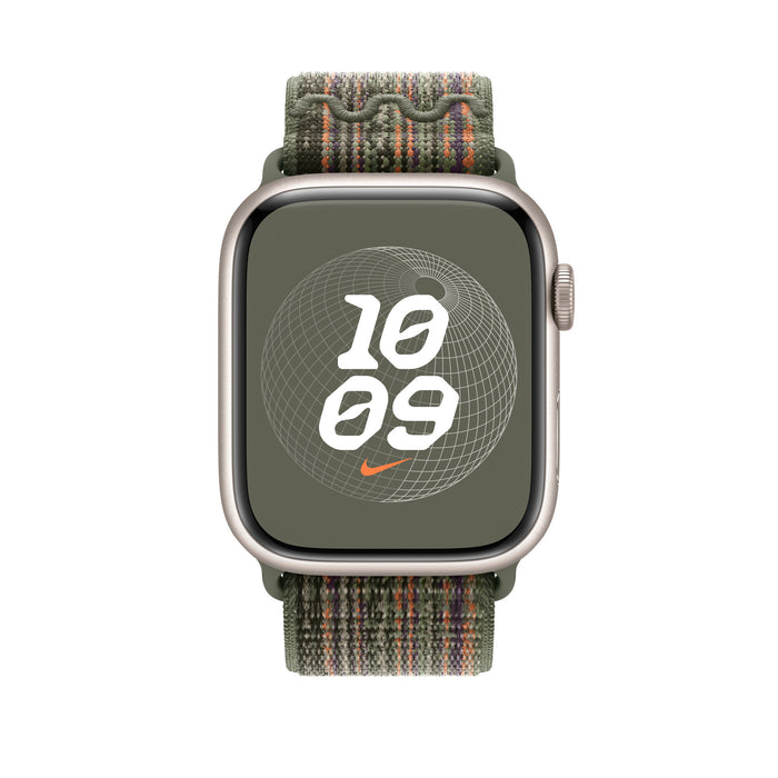 Apple Watch 45mm Nike Sport Loop - Sequoia/Orange