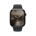Apple Watch Series 10 GPS + Cellular, 46mm Natural Titanium Case with Black Sport Band - S/M, available at TaMiMi Projects in Qatar.