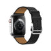Hermès Apple Watch Band 45mm Noir Swift with deployment buckle, compatible with Series 10 and Ultra 49mm. Available at TaMiMi Projects Qatar.
