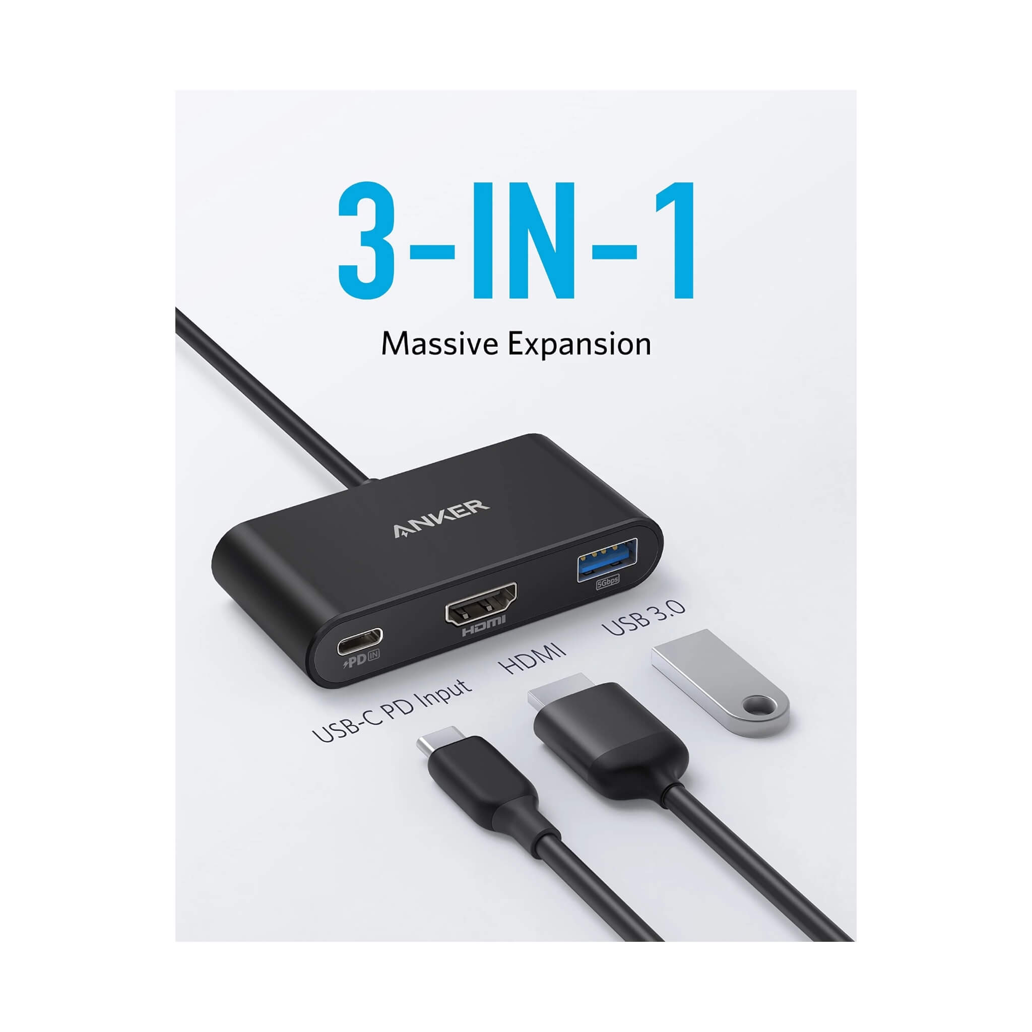 وصلة انكر USB-C - ٣ منافذ - ١٠٠ واط وصلة انكر USB-C - ٣ منافذ - ١٠٠ واط