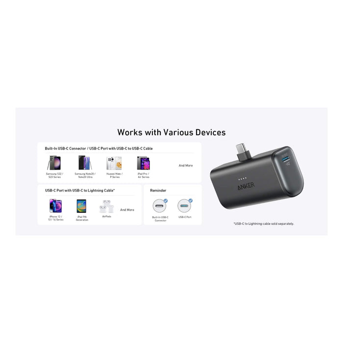 22.5W with built-in USB-C connector, ultra-compact, efficient for fast, portable charging, available at TaMiMi Projects in Qatar.