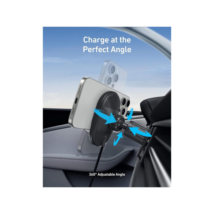 Anker MagGo 15W MagSafe Car Mount, powerful magnetic, fast charging, secure phone placement, from TaMiMi Projects in Qatar.