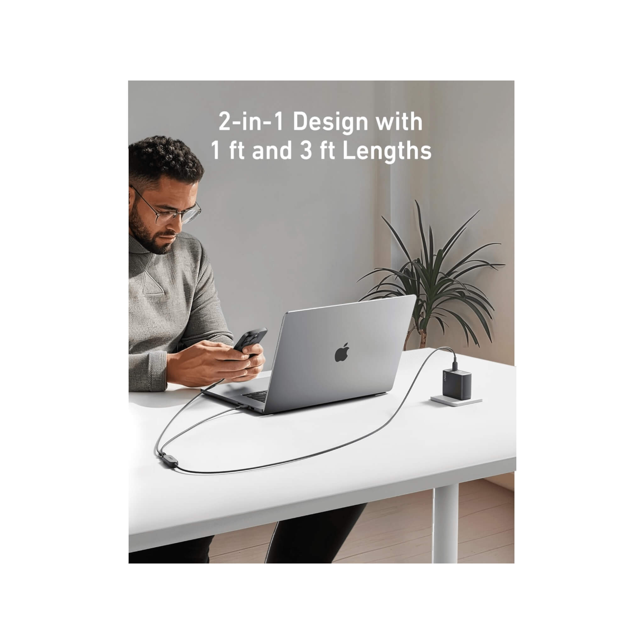 Anker 2-in-1 USB C Cable 140W - 4 ft Anker 2-in-1 USB C Cable 140W - 4 ft
