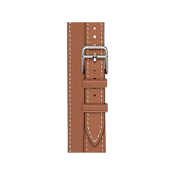 Apple Watch Hermès S10, 42mm Silver Titanium with Gold Attelage Double Tour Band from TaMiMi Projects in Qatar. Luxury design.