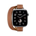 Apple Watch Hermès S10, 42mm Silver Titanium with Gold Attelage Double Tour Band from TaMiMi Projects in Qatar. Luxury design.