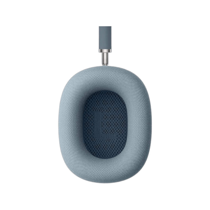 AirPods Max in blue color with noise cancellation, spatial audio, and dynamic head tracking, available at TaMiMi Projects in Qatar.