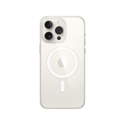 Apple clear case for iPhone 14 Pro, MagSafe compatible, effective protection, sleek design, at TaMiMi Projects in Qatar.