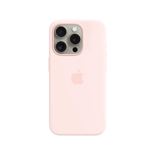 Apple silicone case for iPhone 15 Pro, MagSafe compatible, offers sleek, effective protection, at TaMiMi Projects in Qatar.