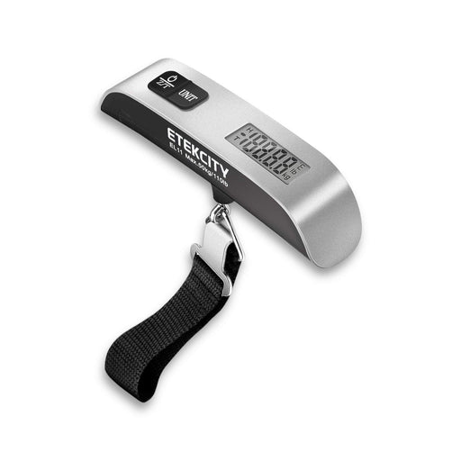 High-accuracy digital luggage scale with 50kg capacity, temperature sensor, ideal for travel. Available at TaMiMi Projects, Qatar.