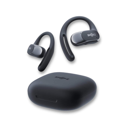 SHOKZ OpenFit Air open-ear earbuds, water-resistant, secure fit, 6-hour battery, premium sound. At TaMiMi Projects in Qatar.