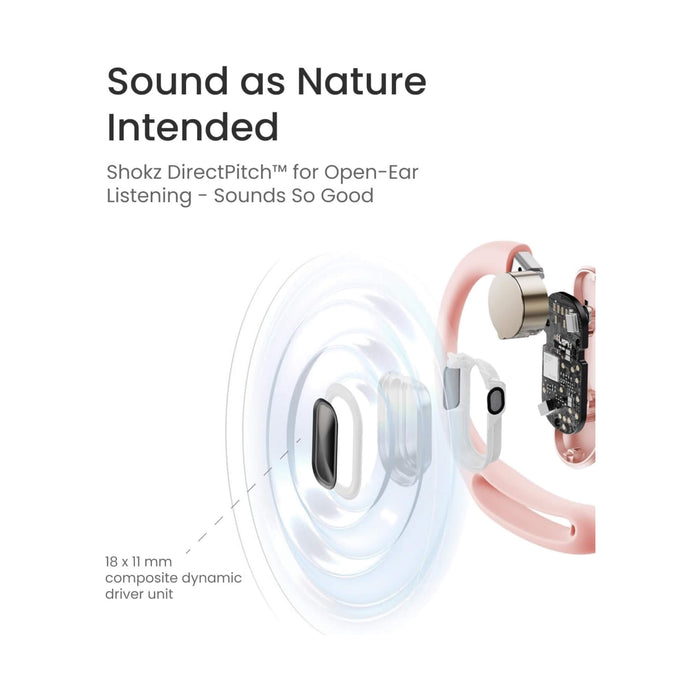 SHOKZ OpenFit Air open-ear earbuds, water-resistant, secure fit, 6-hour battery, premium sound. At TaMiMi Projects in Qatar.