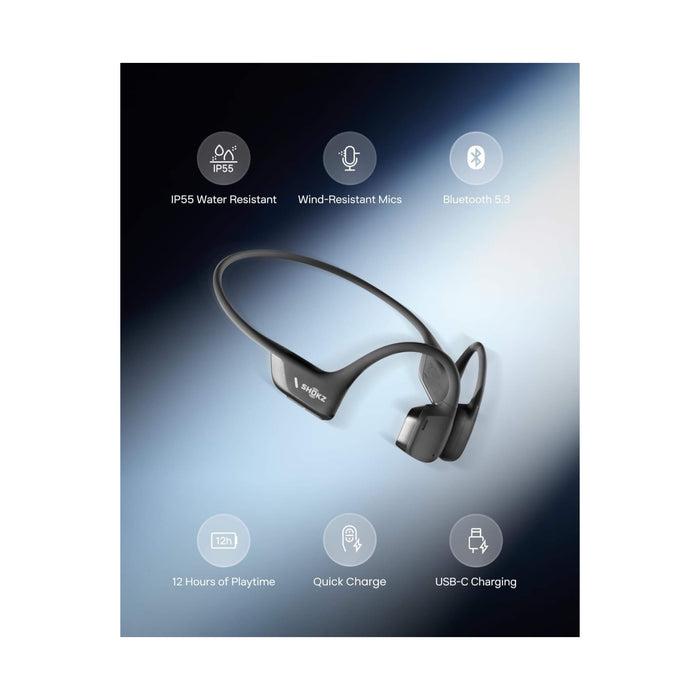 SHOKZ OpenRun Pro 2 bone conduction headphones, sweat-resistant, 12-hour battery, clear calls, deep bass. At TaMiMi Projects Qatar.







