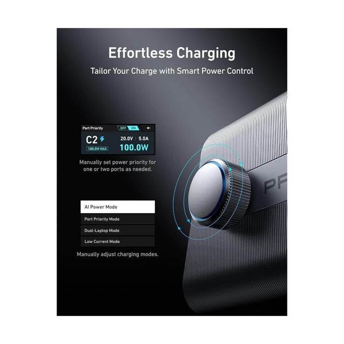 Anker 250W GaN Charger with 6 ports, smart control dial, and ultra-fast charging for multiple devices - TaMiMi Projects in Qatar.