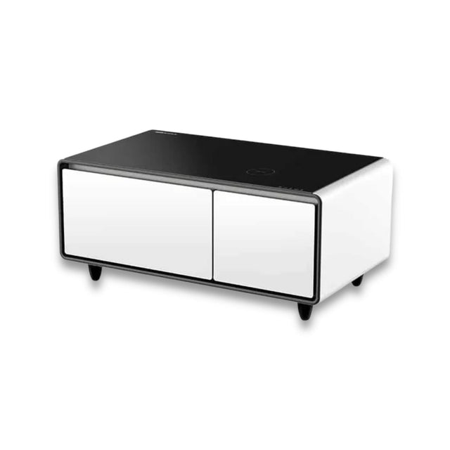 Multi-functional coffee table with USB charging ports, outlets, and smart controls from TaMiMi Projects in Qatar.